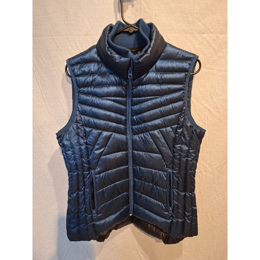 BERNARDO Puffer Down Vest Med Women Full-Zip Pocket Blue